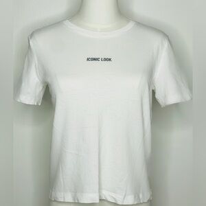 ZARA White Cotton Iconic Look Short Sleeve Basic Tshirt SMALL